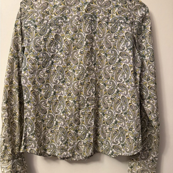Villager Liz Claiborne Paisley Blouse in Green and Yellow multicolor size 6 - Picture 6 of 7